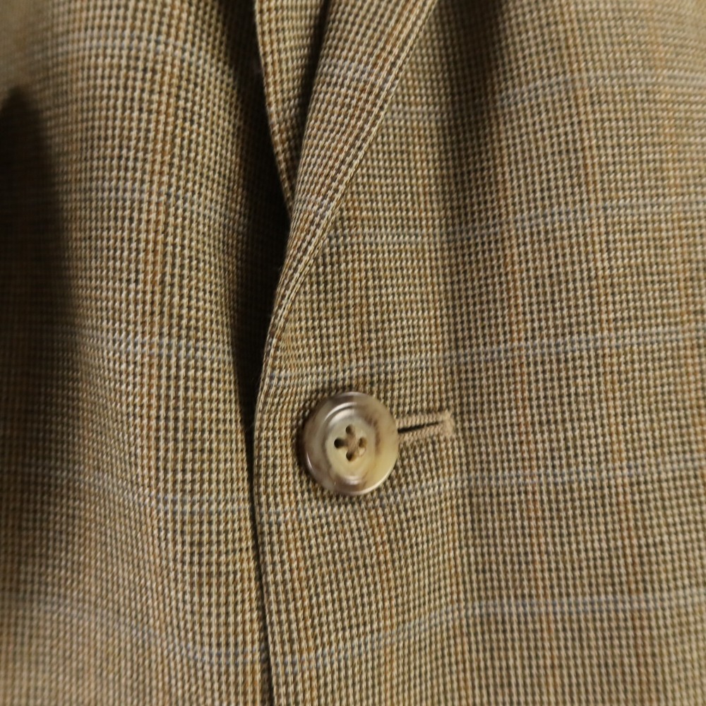 VINTAGE Tweed Jacket M Green Brown Houndstooth Over Check 100% Wool Blazer 42L - Picture 5 of 16